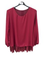 Blouse Bordeaux Double Matière – Élégance Fluide – Image 6