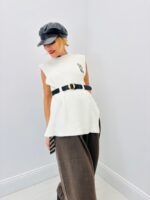 Top Sans Manches LM LULU – Maille Côtelée Chic & Ceinture Incluse – Image 6