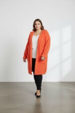 Gilet long à capuche en maille bouclette – Image 2