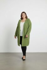 Gilet long à capuche en maille bouclette – Image 3