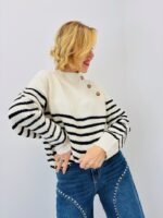 Pull Marinière Doux – Boutons & Sequins Discrets