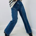 Jean Wide Leg Clouté – Silhouette Élancée & Détails Rock-Chic