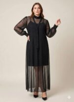 Robe longue plumetis noire – Élégance transparente & allure moderne