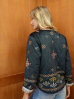 Veste Velours Matelassée Brodée – Élégance Folk & Douceur Premium – Image 4