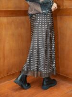 Jupe Longue Satinée à Pois – Finesse Italienne en Viscose & Soie (Made in Italy)