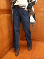 Jeans Bleu Brut Wide Leg Ceinture – Silhouette Allongée & Style Moderne – Image 2