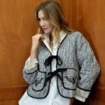 Veste Matelassée Vichy Noir & Blanc – 100% Coton & Broderies Artisanales