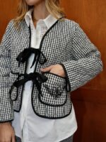 Veste Matelassée Vichy Noir & Blanc – 100% Coton & Broderies Artisanales – Image 6