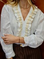 Chemise Blanche à Volants & Dentelle – EMA BLUE’S – Image 4