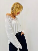 🌸 T-Shirt Oversize à Détails Dentelle en Coton Majoritaire – Image 3