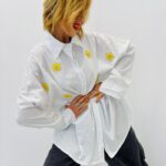 🤍 Chemise Oversize Brodée Fleurs en Coton Majoritaire