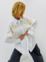 🤍 Chemise Oversize Brodée Fleurs en Coton Majoritaire
