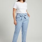 Pantalon Grande Taille Taille Haute à Ceinture Nouée – Élégance Confortable