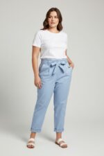 Pantalon Grande Taille Taille Haute à Ceinture Nouée – Élégance Confortable