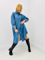 💙 Robe Chemise Oversize en Denim Léger en Coton Majoritaire – Image 3