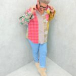 Chemise grande taille patchwork à carreaux multicolores – Esprit casual chic et original