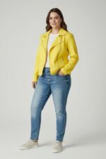 Veste biker en suédine fuchsia – Grande taille – Image 3