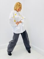 🤍 Chemise Oversize Brodée Fleurs en Coton Majoritaire – Image 2