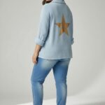 Veste maille souple esprit blazer étoile scintillante – Grande taille