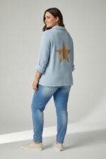 Veste maille souple esprit blazer étoile scintillante – Grande taille