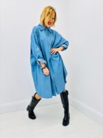 💙 Robe Chemise Oversize en Denim Léger en Coton Majoritaire – Image 2