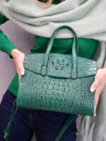 Sac à Main effet Croco Structuré Cuir Veritable – Image 3