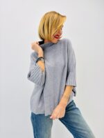 Pull Col Montant manches 3/4 en maille fluide