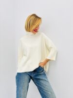 Pull Col Montant manches 3/4 en maille fluide – Image 4