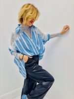 Chemise Rayée avec Détails Dentelle - élégance graphique et féminité moderne – Image 2