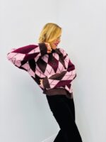 Polo Pull Motif Argyle BURLINGTON – Style Rétro-Chic & Confort Douillet