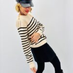 Pull Marinière Premium – Maille 88% Viscose & Boutons Dorés