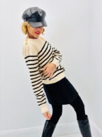 Pull Marinière Premium – Maille 88% Viscose & Boutons Dorés