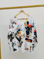 Pull Oversize Artistique Fleurs & Esquisses – Viscose & Modal Ultra Doux – Image 3