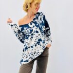 Pull Oversize Tacheté Bleu Marine – Viscose & Modal Ultra Doux