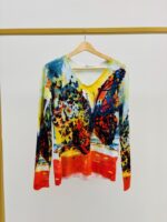 Pull Col V Papillon Multicolore – Viscose & Modal Ultra Doux – Image 2