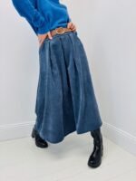 Jupe Longue en Velours Côtelé avec Ceinture – Coupe Évasée & Style Automnal – Image 2