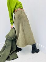 Jupe Longue en Velours Côtelé avec Ceinture – Coupe Évasée & Style Automnal – Image 8