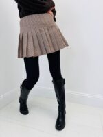 Jupe-Short Plissée Pied-de-Poule – Élégance Vintage & Modernité