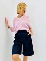 Maille Col V Contrasté – Manches 3/4, Douceur Premium & Style Italien – Image 2