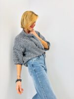 Gilet Rayé Doux à Manches 3/4 – Confort Chic & Couleurs Lumineuses – Image 9