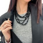 Collier Tressé bleu & pendentifs dorés