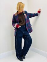 Veste à carreaux chic col velours – L’allure rétro revisitée – Image 3