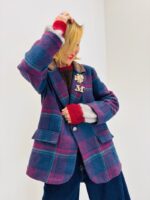 Veste à carreaux chic col velours – L’allure rétro revisitée – Image 2