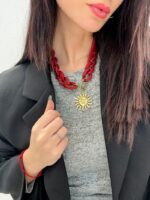 Collier Chaîne épaisse Colorée pendentif soleil doré – Image 5