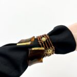 Bracelet Soleil Ambre & Perles Sculptées – Rayonnement Bohème et Élégance Naturelle