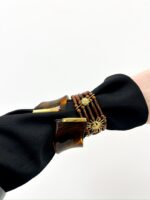 Bracelet Soleil Ambre & Perles Sculptées – Rayonnement Bohème et Élégance Naturelle