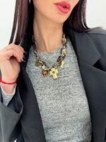 Collier Fantaisie à pendentifs dorés