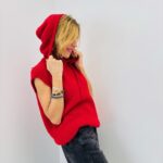 Pull sans manches à capuche en maille duveteuse – Marque Cascade