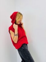 Pull sans manches à capuche en maille duveteuse – Marque Cascade