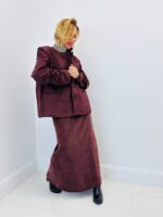 Veste en Suédine avec col contrasté à carreaux – Élégance Bordeaux – Image 3